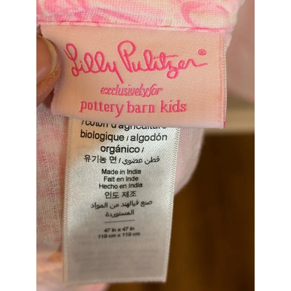 LILLY PULITZER x POTTERY BARN Kids‎ Baby Swaddle Blanket Pink Flamingo 47x47
